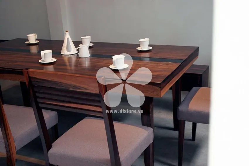 Dining table set DTBAA02 - Description The table set was an order from a female homeowner who is very sophisticated and passionate about wood. This is also a separate work that... - Image 3