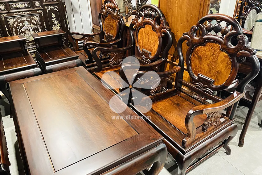 Grapevine chair set DTSAL02 - Description The chair set with carved grape-shaped motifs is a very familiar product set for people who are passionate about Saigon wood. The precious... - Image 3