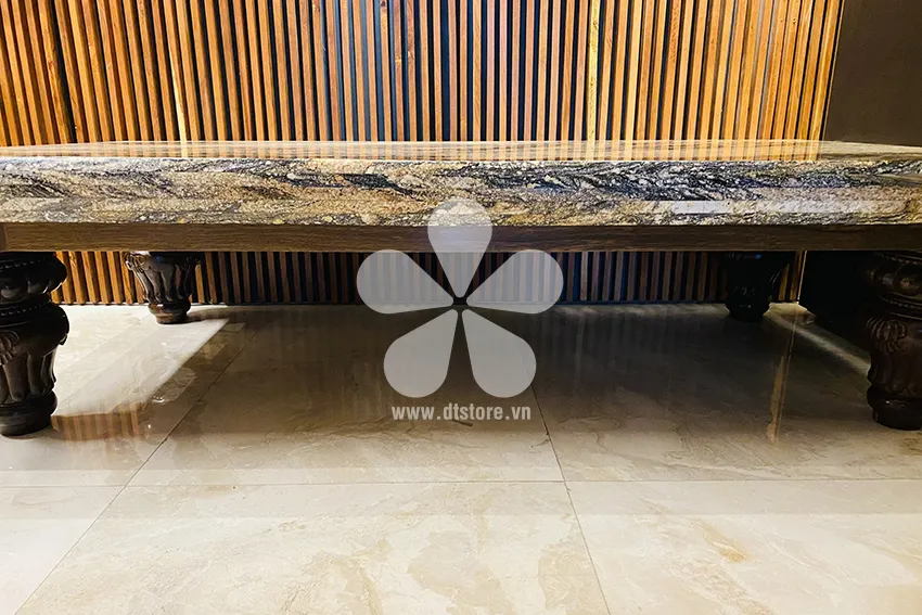 Sập đá xưa DTSAD01. Kích thước: 105cm x 215cm, cao 50cm. Chất liệu: gỗ Chiêu Liêu & đá Marble.