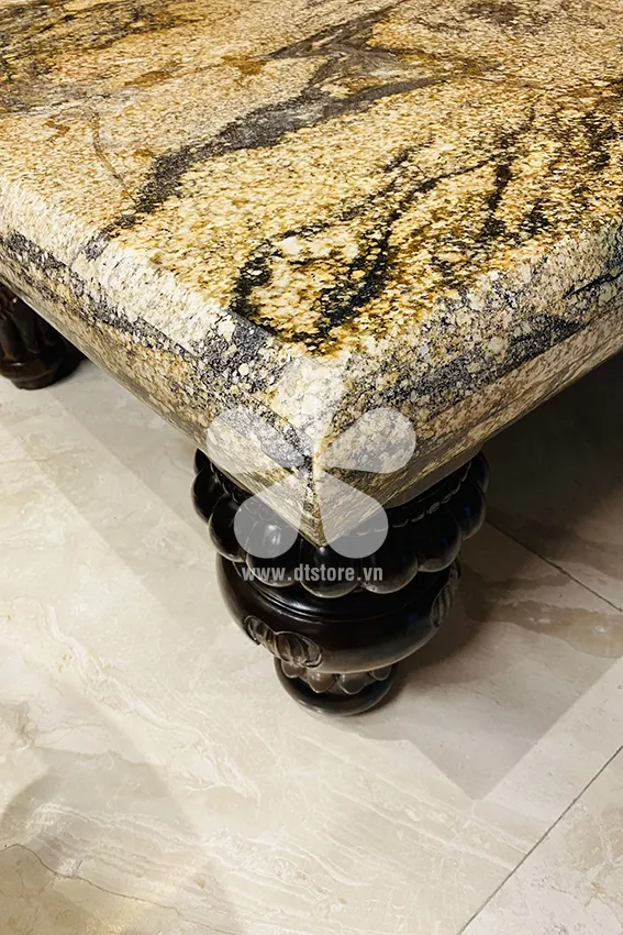 Sập đá xưa DTSAD01 - Hình dáng chiếc sập xưa được tái hiện với chất liệu đá Marble tuyệt đẹp được lựa chọn rất kỹ, đồng thời phần họa tiết của chân sập cũng là một tuyệt tác... - Hình 3