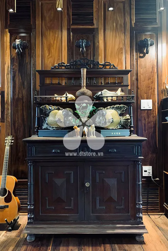 Vintage French cabinet DTTUX01 - Description An old French-style cabinet with characteristic pseudo-snake wood material of the period records the time stamp of each period that the... - Image 3