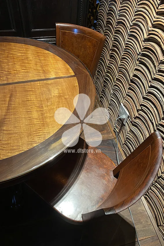 Vintage round table DTBAX03 - Description A very special and beautiful old table that is still kept intact today is a blessing for old wood furniture enthusiasts who want to own it... - Image 3