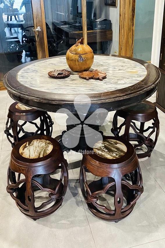 Vintage stone table DTBAX04 - Chiếc bàn tròn mặt đá xưa cùng chiếc chân tiện được đục chạm tinh tế đã không còn xa là trong giới đam mê đồ gỗ xưa thế nhưng việc sở hữu lại là cái duy...